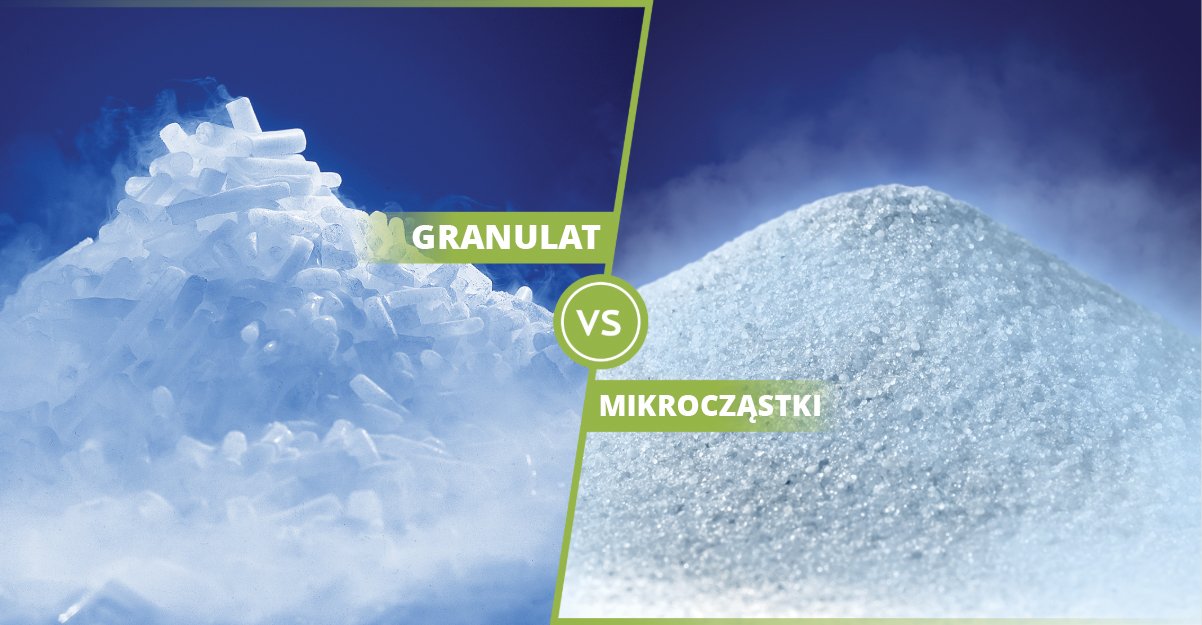 granulat a mikrocząsteczki suchego lodu